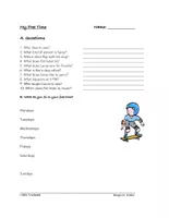 Vorschau - Arbeitsblätter - My Free Time English Reading/ Hobbies (Englisch Lernen / Freizeit) - Seite 1