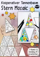Vorschau - Mal- und Bastelvorlagen - Kooperativer Tannenbaum - Muster: Stern Mosaik Weinter Weihnachten - Seite 1