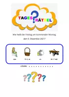 Vorschau - Arbeitsblätter - Tagesrätsel Nr. 6 - Wie heißt der kommende Fest-/Feiertag? - Deckblatt