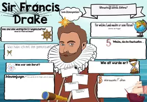Vorschau - Unterrichtsreihen - Steckbrief Entdecker - Sir Francis Drake | & Schreiben + Malen - Seite 1
