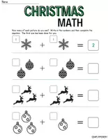 Vista previa - Tarjetas / Manipulativos - Christmas Numbers Addition Worksheet - página 1