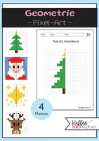 Vorschau - Arbeitsblätter - Mathe: Geometrie Achsensymmetrie - Pixelart - Weihnachten - Deckblatt