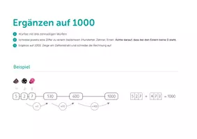 Vorschau - Arbeitsblätter - Ergänzen auf 1000 Würfelspiel - Deckblatt