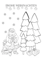 Vorschau - Mal- und Bastelvorlagen - 4 weihnachtliche Ausmalbilder Karten Freebie Weihnachten - Seite 1