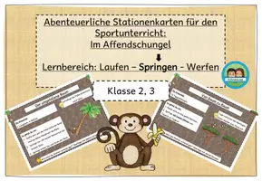Vorschau - Stationenlernen - Stationskarten Sport: Im Affendschungel (Klasse 2-4) - Seite 1