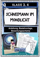 Vorschau - Mal- und Bastelvorlagen - Kunstprojekt Schneemann im Mondlicht - Grundschule Winter Bildende Kunst Klasse 3, 4 - Deckblatt