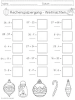 Vorschau - Arbeitsblätter - Rechenspaziergang WEIHNACHTEN Grundrechenarten Zahlenraum 100 - 2 Differenzierungen - Klasse 2 - Seite 1
