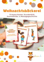 Vorschau - Arbeitsblätter - In der Weihnachtsbäckerei - Yoga-Karten, Stundenbild, Massage - Deckblatt
