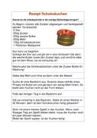 Vorschau - Spiele - Lesespiel Rezept Schokokuchen - Seite 1