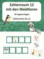 Vorschau - Stationenlernen - Zahlenraum 10 bzw. 12, Zahlenreihe Waldtiere - Deckblatt