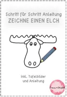 Vorschau - Mal- und Bastelvorlagen - Schritt für Schritt einen Elch zeichnen - Deckblatt