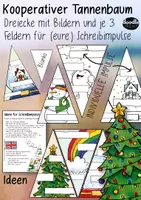 Vorschau - Mal- und Bastelvorlagen - Tannenbaum Dreiecke 🎄 Mosaik - Gemeinschaftsbild Poster PAKET Winter Weihnachten - Seite 1