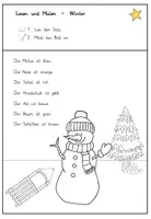 Vorschau - Arbeitsblätter - Lese-Mal-Blätter Winter-Weihnachten - Seite 1