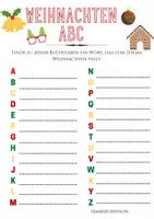 Vorschau - Arbeitsblätter - Weihnachten ABC - Finde zu jedem Buchstaben das passende Wort - Seite 1