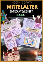 Vorschau - Unterrichtsreihen - Mittelalter - Interaktives Heft BASIC | Ritter & Burgen, Pest, Städte im MA, Zunftwappen | Homeschooling & Distanzunterricht - Deckblatt