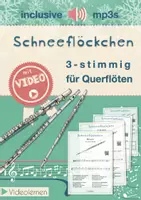 Vorschau - Spiele - Musik 🎶 Schneeflöckchen, Weißröckchen • 3-stimmig Noten + mp3s • QR zum Video - Deckblatt