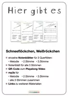Vorschau - Spiele - Musik 🎶 Schneeflöckchen, Weißröckchen • 3-stimmig Noten + mp3s • QR zum Video - Seite 1