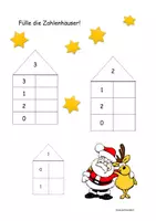 Vorschau - Arbeitsblätter - winterliches Arbeitsblatt: Zahlenhäuser von 1 bis 3 - Deckblatt