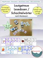 Vorschau - Spiele - Lautgetreue Lesedosen / Schachtelwörter nach Montessori - Deckblatt