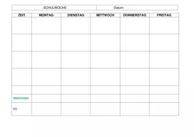 Vorschau - Lehrpläne/Lehrermaterial - Wochenplan Vorlage - Deckblatt