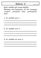 Vorschau - Arbeitsblätter - Zufall und Wahrscheinlichkeit - Würfel - AB 3 - Deckblatt