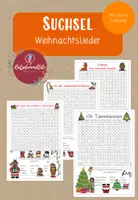 Vorschau - Arbeitsblätter - Weihnachten Suchsel Weihnachtslieder - 4 Versionen - Deckblatt
