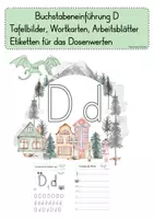 Vorschau - Arbeitsblätter - Buchstabeneinführung D - Tafelmaterial, AB & Dosenspiel - Deckblatt