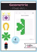 Vorschau - Arbeitsblätter - Mathe: Geometrie Achsensymmetrie - Pixelart - Silvester - Deckblatt