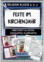 Vorschau - Unterrichtsreihen - Feste im kath. Kirchenjahr - Tafel-/Klappkarten und Arbeitsheft (24 Seiten), Grundschule Religion Klasse 3, Klasse 4 - Deckblatt