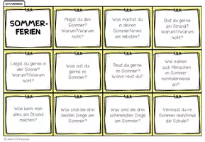Vorschau - Aufgabenkarten - MEINE SOMMERFERIEN - Plauderkärtchen - Seite 1