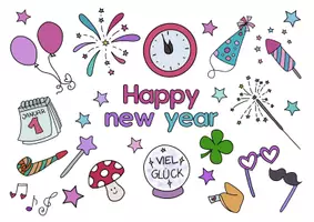Vorschau - Mal- und Bastelvorlagen - Happy new year Ausmalbild - Seite 3