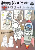 Aperçu - Matériel pour travaux manuels / dessin - Happy New Year 2022 - Rocket with Sketchnotes - Page de couverture