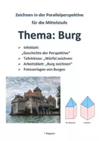 Vorschau - Arbeitsblätter - BURG Parallelperspektive Zeichnung Mittelstufe - Deckblatt