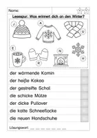 Aperçu - Feuilles d'exercices - Lesespur: Was erinnert dich an den Winter? - Page 2