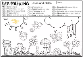 Vorschau - Arbeitsblätter - DER FRÜHLING - Lesen und Malen (2-fach differenziert) - Seite 1