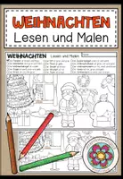 Vorschau - Arbeitsblätter - WEIHNACHTEN - Lesen und Malen (2-fach differenziert) - Deckblatt
