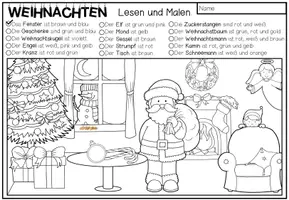 Vorschau - Arbeitsblätter - WEIHNACHTEN - Lesen und Malen (2-fach differenziert) - Seite 1