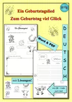 Vorschau - Arbeitsblätter - DaF / DaZ A1 Geburtstagslied Zum Geburtstag viel Glück - Deckblatt