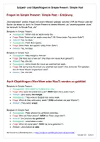 Vorschau - Merkblätter - KOSTENLOS: Merkblatt zu den Subjektfragen und Objektfragen im Simple Present und Simple Past im Überblick - Seite 1
