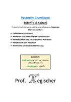 Vorschau - Arbeitsblätter - SKRIPT: Potenzen - Grundlagen (mit Lösungen & PowerPoint) - Deckblatt