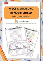 Vorschau - Arbeitsblätter - Arbeitsblatt 100er Feld Wege einzeichnen - Deckblatt