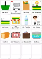Aperçu - Feuilles d'exercices - Wortschatz: Im Supermarkt Arbeitsblätter und Bildkarten - Page 1