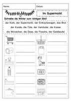 Aperçu - Feuilles d'exercices - Wortschatz: Im Supermarkt Arbeitsblätter und Bildkarten - Page 3