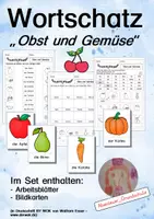 Aperçu - Feuilles d'exercices - Wortschatz: Obst und Gemüse - Arbeitsblätter und Bildkarten - Page de couverture