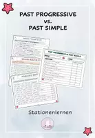 Vorschau - Stationenlernen - Past Progressive / Past Continuous vs. Past Simple Lerntheke - Deckblatt