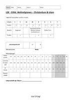Vorschau - Klassenarbeiten - LEK Ethik Jahrgang 7 Weltreligionen Islam und Christentum - Deckblatt