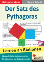 Vorschau - Arbeitsblätter - Der Satz des Pythagoras – Lernen an Stationen | Geometrie, Dreieck, Höhensatz, Differenzierung | Mathematik Sekundarstufe I Klasse 5-10 Lösungen - Deckblatt