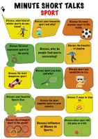 Aperçu - Cartes d'exercices - MINUTE SHORT DISCUSSIONS About Sport - Speaking Cards / Parlez pendant 1 minute du sport - Cartes parlantes - Page de couverture