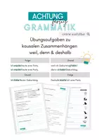 Vorschau - Arbeitsblätter - Kausale Zusammenhänge "weil", "denn" & "deshalb" - Deckblatt