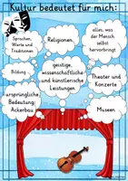 Vorschau - Arbeitsblätter - Was bedeutet Kultur? Schreibimpulse, Akrostichon + Plakat Poster Reflexion - Seite 1